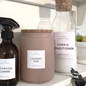 CLEANING COLLECTION Organisationsetiketten | Wäscheetiketten Wasserfest | Etikett für die Küche | Hauswirtschaftsraum Aufkleber | Badezimmer | Sauber FEC01