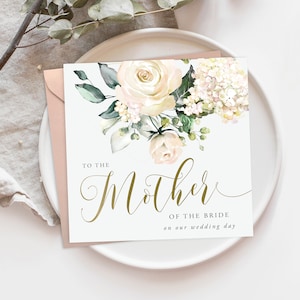 Aquarell Rose An die Mutter der Braut Hochzeitskarte | Eltern der Braut Hochzeitskarte | Brautparty Karte | Mutter Hochzeitskarte |FE03