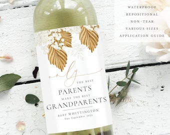 Personalised Pregnancy Announcement Wine Label, Grandparents Reveal