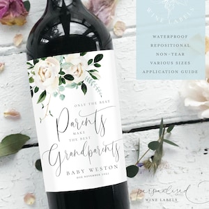 PREGNANCY Announcement Wine Labels, Baby Announcement Wine Bottle Label, Best Parents Make Best Grandparents Wine Label | Wine Label |FEWL19