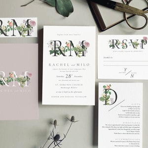 KATIE Vintage Floral Wedding Invitations, Wedding Invites, Wedding Invite, Botanical Wedding Invitation Rustic Floral Invite-Sample image 2
