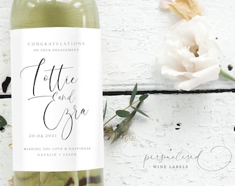Personalisiertes Glückwunsch-Weinetikett | Mr und Mrs Wein label | Hochzeitstag Weinflasche Etikett | Brautpaar Weinschild | Jubiläum| FEWL14Q