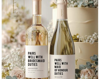 Gepersonaliseerde wijnetiket voor bruidsmeisjes | Waterdichte champagnesticker, voorstelcadeau