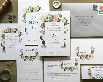 Botanical Wedding Invitation | Floral Bouquet, Vintage Style