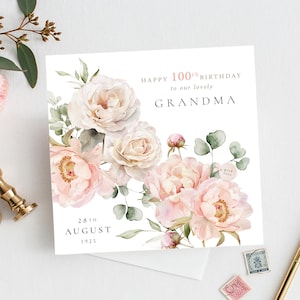 PERSONLISED 100th Birthday Card, 90th Birthday, Grandma, Uncle, Grandad, Wife, Aunt, Nan, Custom made, Congratulations card, Happy Birthday