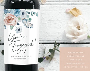 YOU'RE ENGAGED Personalised Wine Label | Engagement, Celebration Wine Label | Engagement Wine Label | Congratulations Couple Bottle Label