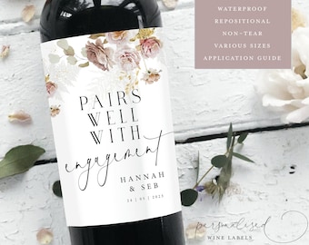 Personalised Pair Well With Getting Engaged Wine Label | Celebration Wine Label | Engagement Wine Label|Congratulations | You're Engaged