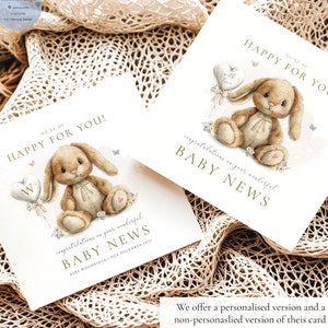 BABY NACHRICHTEN Glückwunschkarten | Eltern, Karte, Baby, Mummy & Daddy, um Karte zu sein, eine Babykarte zu haben, Schwangerschaft enthüllen, niedliches Häschen