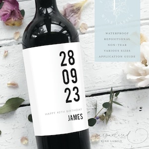 Personalised Bold Birthday Wine Label,Birthday Wine Label, 21st, 30th, 40th, 50, 60 Personalised Wine Label,Milestone, Birthday Gift for Him