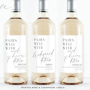 PAIRS WELL WITH Bridesmaid Duties Proposal Wine Label | Will You Be My | Custom Wine Labels |Personalised Bridesmaid Wine Labels | Wine Gift