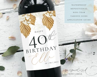 Personalised HAPPY BIRTHDAY Wine Label | Birthday Wine Label | Milestone Birthday Wine Label | Milestone | 21st, 30th, 40, 50th Wine Label
