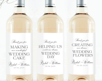 VENDEUR PERSONNALISÉ Étiquette de vin de remerciement, cadeau vin pour organisateur de mariage, cadeau photographe, sticker vin pour fleuriste, célébrant, fournisseur de mariage