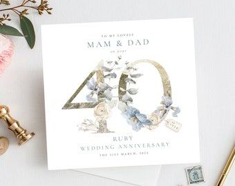 RUBY Wedding Anniversary Card,70th Anniversary Card,Golden Wedding Card,70 Years Married Card, 25, 30, 50, 40 Silver, Platinum, Sapphire