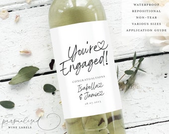 PERSONALISED Engagement Wine Label, You're Engaged Label, Celebration Wine Label, Newlyweds Wine Label, Engagement Gift, Congratulations