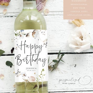 Personalised HAPPY BIRTHDAY Wine Label | Birthday Wine Label | Wine Label | Celebration Wine Label | Milestone | 21st Bottle Label | FEWL22