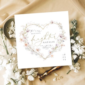 PERSONALISIERTE TOCHTER Hochzeitstagskarte, für meine Tochter an Ihrem Hochzeitstag|An unsere Tochterkarte|Schwiegertochter|Geschenk für Sie, Herzlichen Glückwunsch