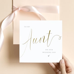 Washington Script für meine Tante an meinem Hochzeitstag Karte | To my Tante Karte | Tante Karte | Gold Effekt Tante Hochzeitskarte | Hochzeitskarte | FE01