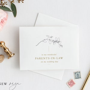 Schwiegereltern Dankeskarte | Foilage A6 Karte | In Laws Hochzeitskarte | Hochzeits-Andenken | Familien-Hochzeitskarte | Personalisierte Karte | FE602