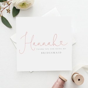 Personalisierte Hübsche Schrift Mädchen der Ehre Karte | Brautjungfernkarte | Dankeskarte |  Brautjungfernkarte | Blumenmädchen Karte | Einladung | FE36