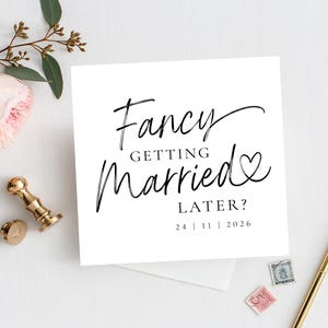 Biglietto di nozze personalizzato FANCY per SPOSARSI in un secondo momento / Biglietto per lo sposo / Biglietto per la sposa / Biglietto per il futuro marito / Biglietto per la futura moglie / Scritta in bianco e nero