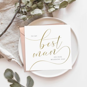 Washington Script To My Best Man Wedding Card / Best Man Grazie Wedding Card / Bridal Card / Gold Effect Best Man Card Wedding Card /FE01