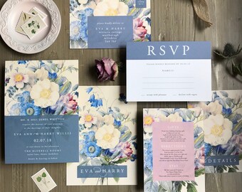 ALICE | Vintage Floral Wedding Invitations, Wedding Invites, Wedding Invite, Botanical Wedding Invitation Rustic | Floral Invite-Sample