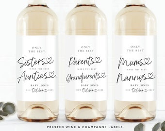 PREGNANCY Announcement Wine Label, Baby Announcement, Baby Reveal,Parents Make Best Grandparents,Sisters Make the Best Aunties,Wine sticker