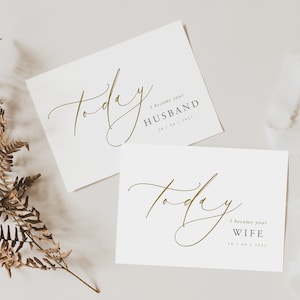 PERSONALIZZATO Oggi divento tua moglie romantica / Biglietto di nozze per il mio sposo / Biglietto per il giorno delle nozze per la sposa / Biglietto per lo sposo effetto oro / FE603