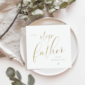 Gouden Script Naar Mijn Stiefvader Trouwkaart | Naar mijn stiefvader trouwkaart | Bruidsfeestkaart | Vader Trouwkaart | Step Ouderkaart | Fe01