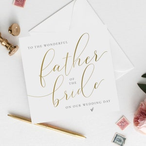 Script d'oro al padre della sposa carta di nozze / genitori della sposa carta di nozze / carta festa nuziale / carta di nozze padre / FE01