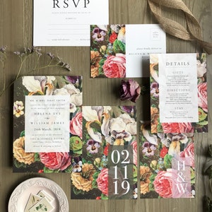 EVE | Vintage Floral Oils Wedding Invitations, Wedding Invites, Wedding Invite, Oil Painted Wedding Invitation, Vintage Wedding  Invitation