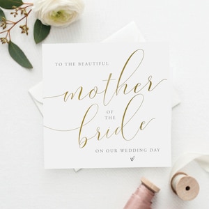 Gold Skript zur Mutter der Braut Hochzeitskarte | Eltern der Braut Hochzeitskarte | Brautparty Karte | Mutter Hochzeitskarte | FE01