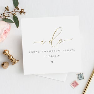 PERSONALISIERTE Hochzeitskarte mit Hochzeitskarte für meinen Bräutigam | Bräutigam Hochzeitskarte | Brautparty Karte | Gold-Effekt-Bräutigam-Karte | FE01