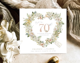 PLATINUM Hochzeitsjubiläumskarte,70 Jahre Jahrestagskarte, Goldene Hochzeitskarte, 70 Jahre Verheiratete Karte, 25, 30, 50, 40 Silber, Platin, Diamant