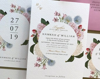 HANNAH | Vintage Floral Wedding Invitations, Wedding Invites, Wedding Invite, Botanical Wedding Invitation Rustic | Floral Invite-Sample