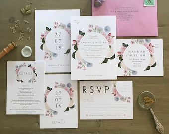 HANNAH | Vintage Floral Wedding Invitations, Wedding Invites, Wedding Invite, Botanical Wedding Invitation Rustic | Floral Invite-Sample