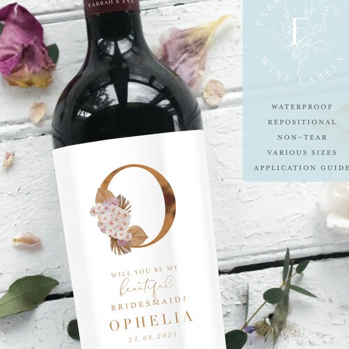 Bridesmaid Thank You Wine Labels Will You Be Wine Bottle Etsy