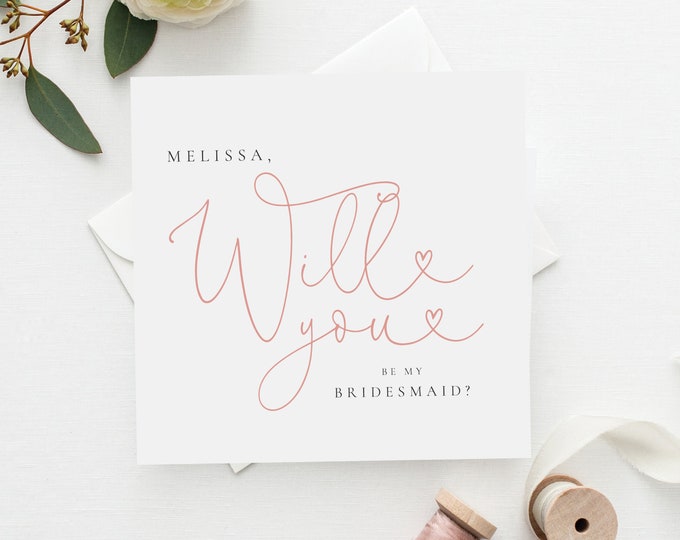 Gold Script Bridesmaid Card to My Bridesmaid Card Maid of | Etsy