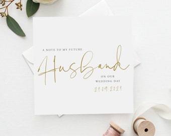 Personalised Mock Gold Husband Wedding Card | Typography Pen Script Card | Wife Card | Romantic Bride Card| Romantic Groom Card | FE31