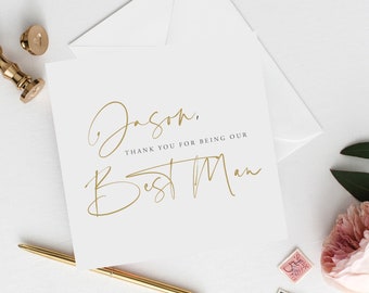 Personalised Modern Script To The Best Man Wedding Card | Groomsman Thank You Wedding Card | Bridal Party Card | Best Man Wedding Card |FE31