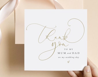 Gold Script To My Mum and Dad Wedding Card |Parents Thank You Wedding Card |Parents In-Law Thank You Card |Thank You Card  FE37