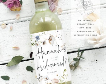 Will You Be Wine Bottle Labels | Bridesmaid Thank You Wine Labels | Bridesmaid Gift Labels| Bridesmaid Proposal | Custom Labels | FEWL22