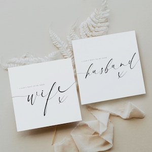 Eu não posso esperar para ser seu cartão de casamento da | Cartão de roteiro de tipografia | esposa cartão comemorativo | Esposa romântica Notecard| Cartão de noivo romântico|Preto e branco