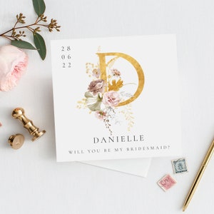 PERSONALISED Initial Monogram Bridesmaid CARD |  Mock Gold | Thank you for being My Bridesmaid Card| Will You Be My Bridesmaid Card | BE My?