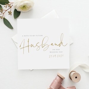 Personalised Mock Gold Husband Wedding Card | Typography Pen Script Card | Wife Card | Romantic Bride Card| Romantic Groom Card | FE31