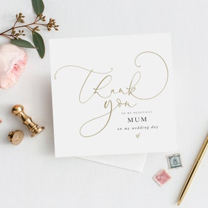 Guión de oro para mi tarjeta de boda de mamá/padres gracias tarjeta de boda/mamá y papá, padres, suegros tarjeta de agradecimiento/tarjeta de agradecimiento FE37