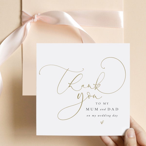 Gold Script To My Mum and Dad Wedding Card |Parents Thank You Wedding Card |Parents In-Law Thank You Card |Thank You Card  FE37