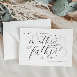 Cartão de casamento da sogra e do sogro | cartão de agradecimento | Sogros | A6 | Cartão de casamento dourado | no cartão de casamento das leis | Escrita em preto e branco