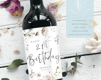 Étiquette de vin personnalisée HAPPY BIRTHDAY | Étiquette de vin d’anniversaire | Étiquette de vin | Label de vin de célébration | Jalon | 21e | d’étiquette de bouteille FEWL22