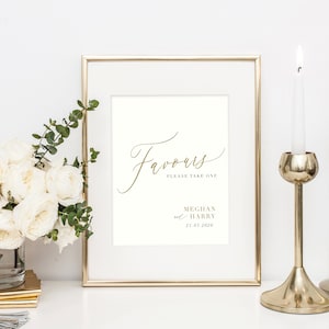 PERSONALISED Wedding Sign - Favours Wedding Sign | Gold Effect | 8x10 mounted | A4 Unmounted | Print Only | Unframed | Table Sign | FEWS1